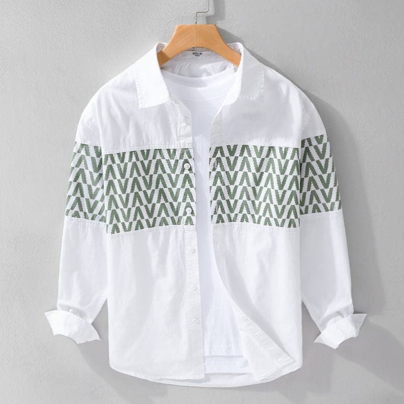 White Long Sleeve Casual Shirt For Man