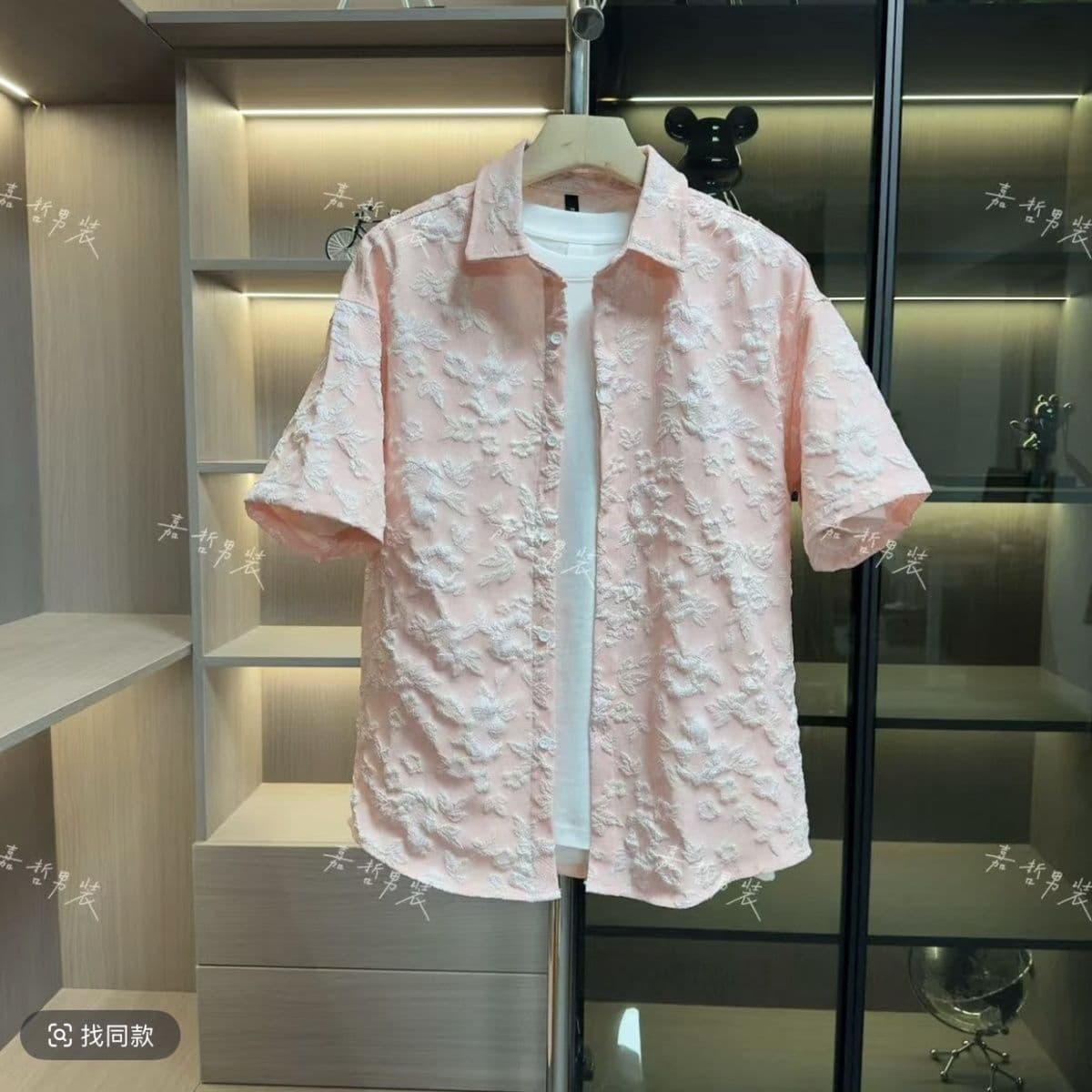 PINK FLOWER MEN'S HALF SHIRT 