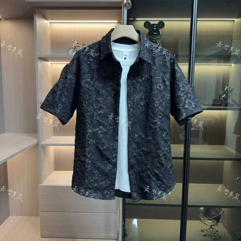 BLACK FLOWER MEN'S HALF SHIRT 