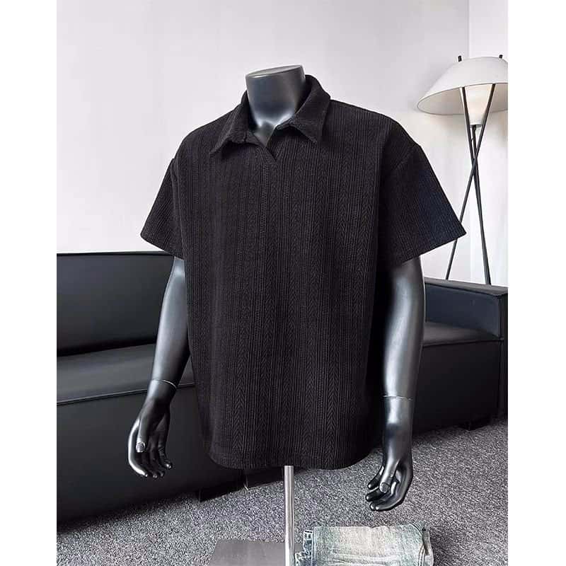 Men Ribbed Regular Fit Polo T-Shirt 